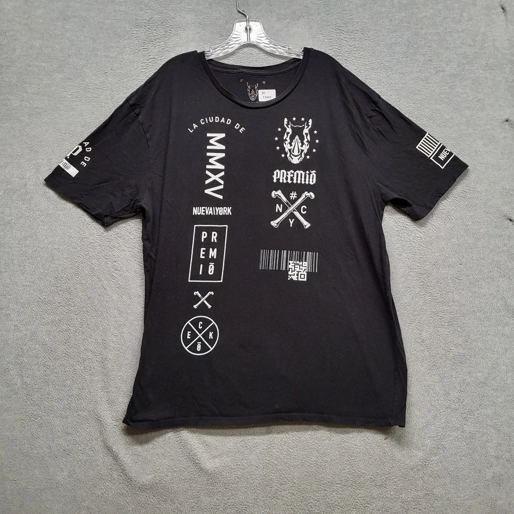Ecko Men Shirt XXL Black Graphic Print Premio Nueva York Streetwear‎ Logo